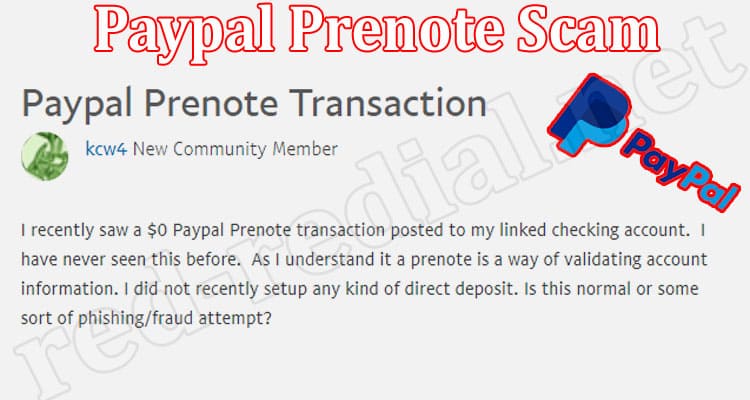 Latest News Paypal Prenote Scam