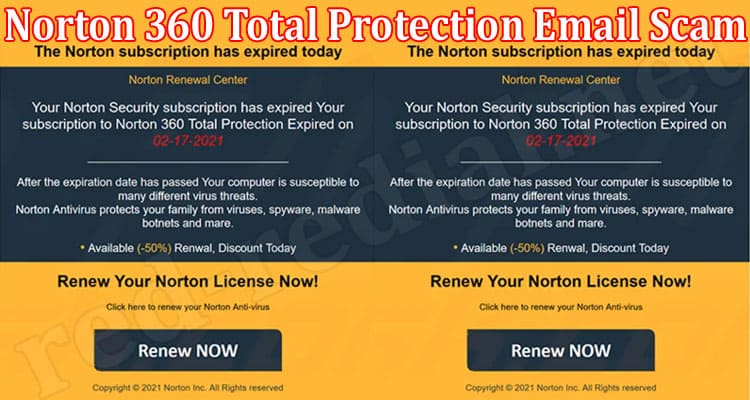 Latest News Norton 360 Total Protection Email Scam